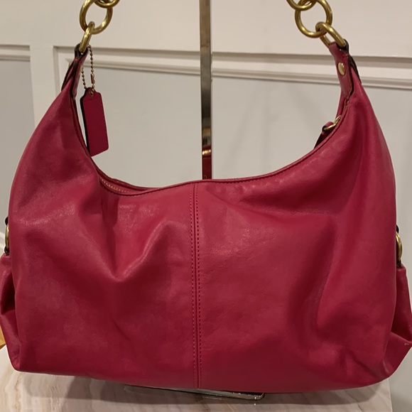 Coach Vintage Ashley Pink Pleated Leather Convertible Hobo Bag EUC - Picture 5 of 14